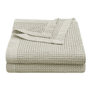 Waffle Weave Cotton Coverlet Light Tan