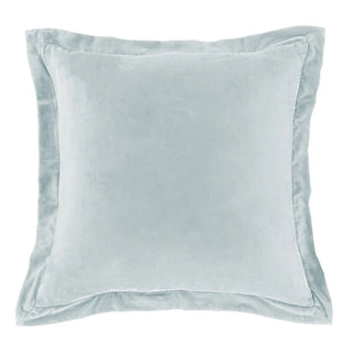 Stella Faux Silk Velvet Flanged Euro Sham in Icy Blue