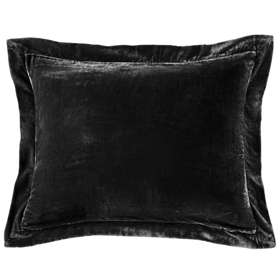 Stella Faux Silk Velvet Flanged Dutch Euro Pillow Black