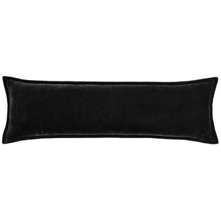 Stella Faux Silk Velvet Long Lumbar Pillow in Black