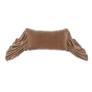 Stella Faux Silk Velvet Long Ruffled Pillow in Dusty Rose