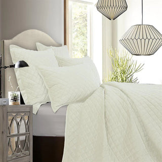 Velvet Diamond Quilt Set Cream