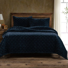 Load image into Gallery viewer, Stella Faux Silk Velvet Quilt Midnight Blue
