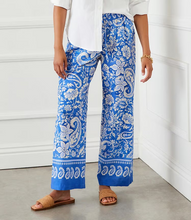 Load image into Gallery viewer, Karen Kane Drawstring Pants, Blue Floral Paisley
