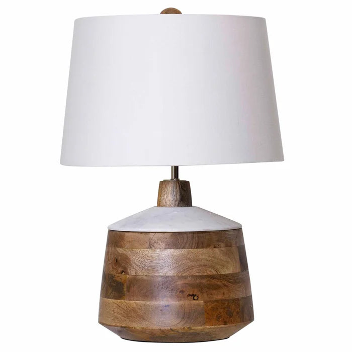 Natural Wood and Marble Lamp