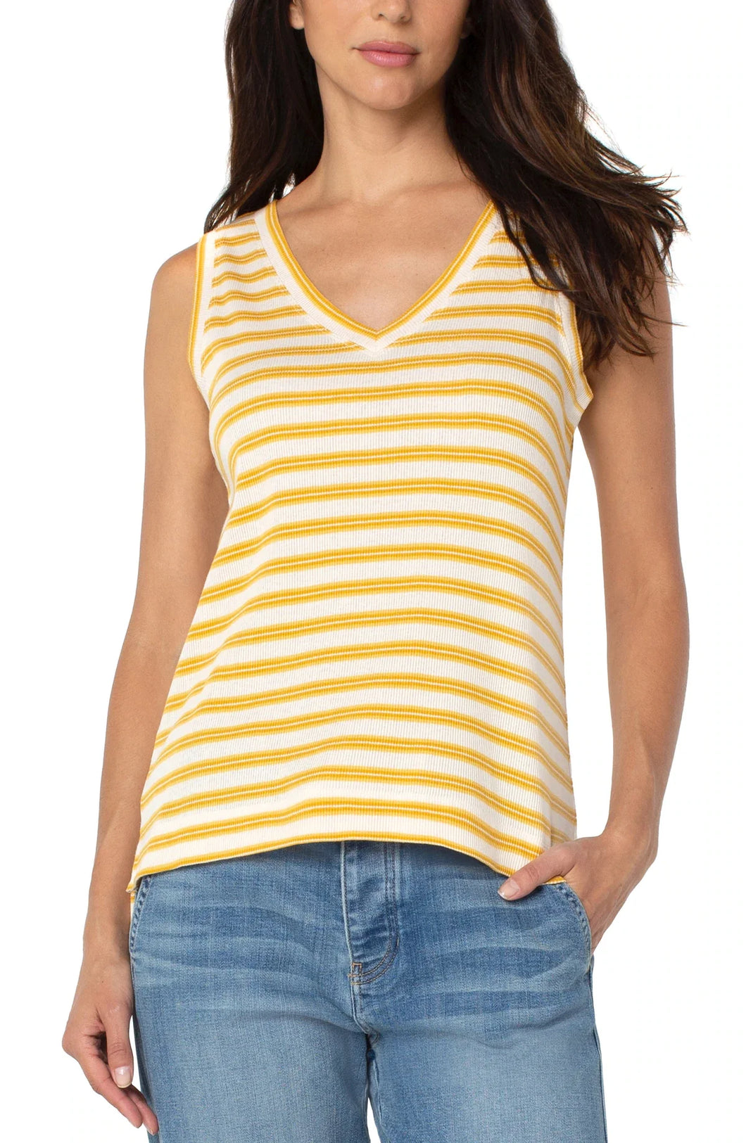 Liverpool Yellow Striped Sleeveless Top