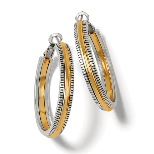 Brighton Gold Interlok Noir Heirlom Hoop Earrings