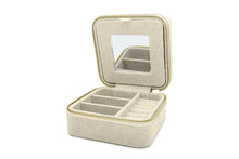 Load image into Gallery viewer, QUDO Square Jewelry Case in Beige Linen
