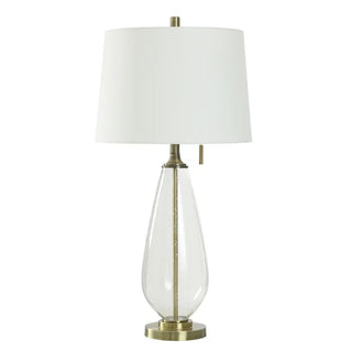 Clear Seeded Metal & Glass Table Lamp