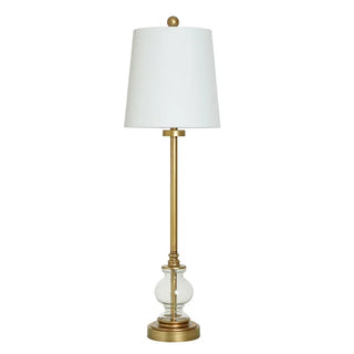 Clear Seeded Glass & Metal Buffet Lamp Gold