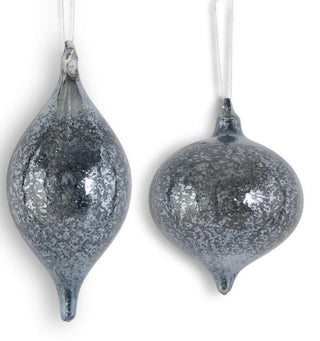 Dark Blue Mercury Glass Ornaments Assorted
