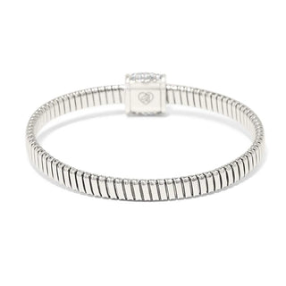 Silver bracelet with a clasp on a white background. Brighton Meridian Solis Spring Bracelet in Silver