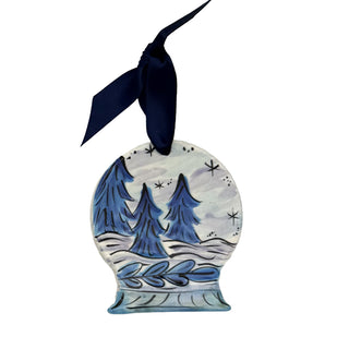 Snowglobe Christmas Tree Blue Ornament