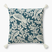 Load image into Gallery viewer, Blue &amp; Cream Leaf Pillow
