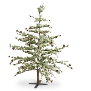 Snowy Pine Tree with Metal Base