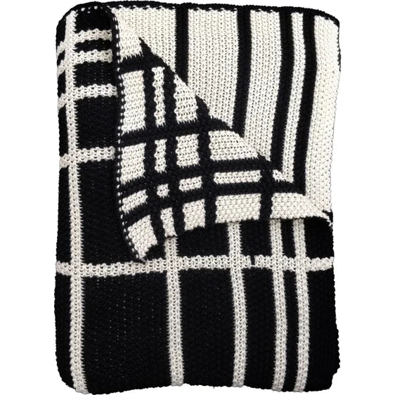 Black & Natural Grid Throw Blanket