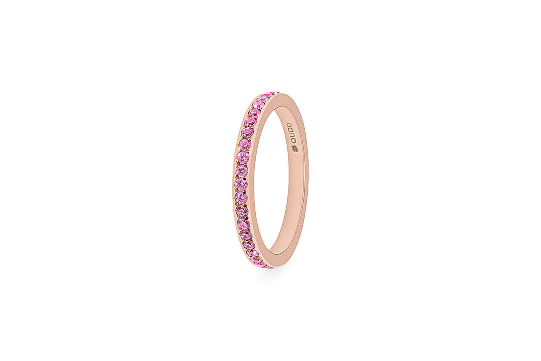 QUDO Rose Gold Eternity Ring with Pink