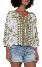 Load image into Gallery viewer, Liverpool Geo Floral Ruffle Sleeve Dolman Top
