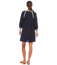 Load image into Gallery viewer, Karen Kane Blouson Sleeve Embroidered Peasant Dress, Navy
