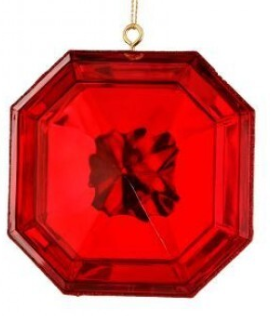 Red Acrylic Round or Square Precious Gem Ornament Assorted