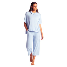 Load image into Gallery viewer, Softies Dream Jersey Cowl Neck Lounge Set in Sky Blue

