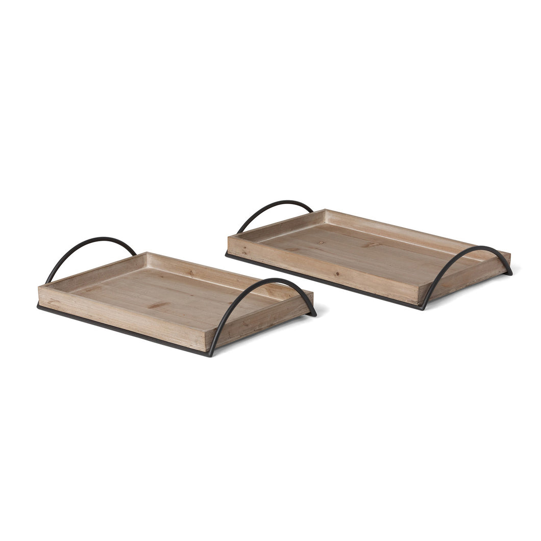 Wood Tray with Iron Handles Assorted
