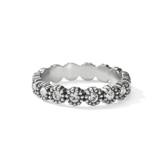 A silver-plated band ring with embedded fine quality crystals, featuring a twinkling design. Brighton Twinkle Splendor Infinity Ring