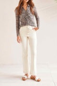 Tribal Brooke Shank Button Fly Micro Flare Jeans Ecru