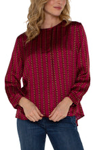 Load image into Gallery viewer, Liverpool Ruby Dotted Stripe Long Sleeve Popover Blouse
