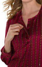 Load image into Gallery viewer, Liverpool Ruby Dotted Stripe Long Sleeve Popover Blouse
