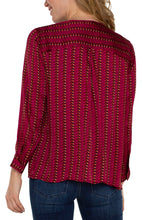 Load image into Gallery viewer, Liverpool Ruby Dotted Stripe Long Sleeve Popover Blouse

