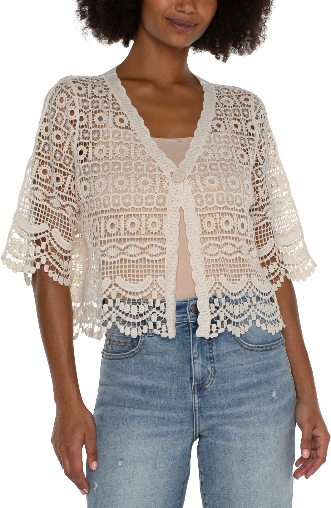 Liverpool Short Sleeve Lace Bolero, Antique Ivory