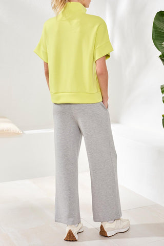 Tribal Techno Lux Mock Neck Zip Top in Limetart