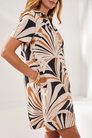 Tribal Short Sleeve 1/2 Button Placket Dress in Canvas