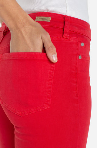 Liverpool Hannah Cropped Flare with Slit Hem in Cherry Rose