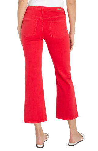 Liverpool Hannah Cropped Flare with Slit Hem in Cherry Rose