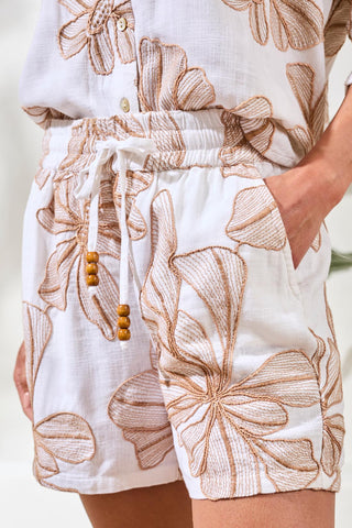 Tribal Pull On Short with Drawcord in White