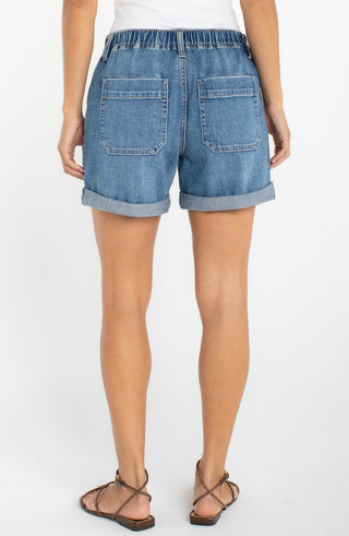 Liverpool Elastic Back Roll Cuff Short in Isla Vista