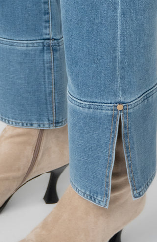 Liverpool Kennedy Straight Denim with Cuff and Slit in Cowboy Sky