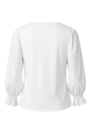 Liverpool White 3/4 Sleeve Top with Smocking
