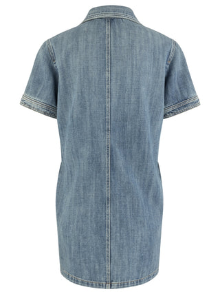 Kut Parker Denim Dress with Button Front and Pockets in Unfailing Wash