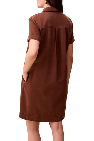 Tribal Pop Over Shirt Dress with Horn Snaps in Rustic Brown