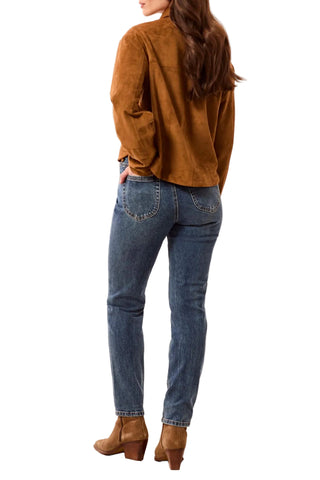 Tribal Audrey Hugging Slim Ankle Denim with Suede Trim
