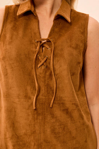 Tribal Hazelwood Sleeveless Lace Up Dress with Pockets