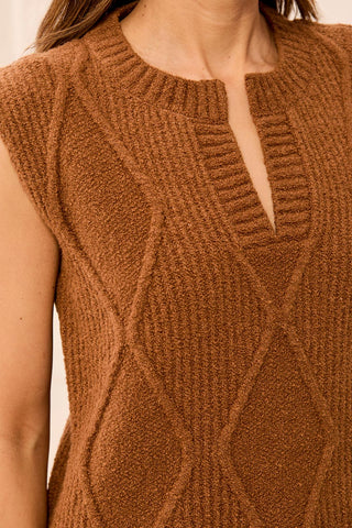 Tribal Split Crew Neck Sweater Vest in Hazelwood