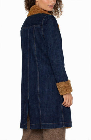 Liverpool Sherpa Trimmed Notch Collar Jacket in Cinder Bloom