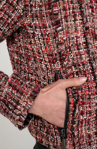 Liverpool Red Multi Zip Jacket with Fringe