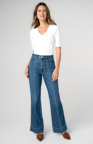 Liverpool Relaxed High Rise Seamed Bootcut in Bayshore