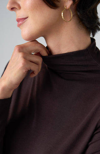 Liverpool Long Sleeve Mock Neck Knit Top in Java