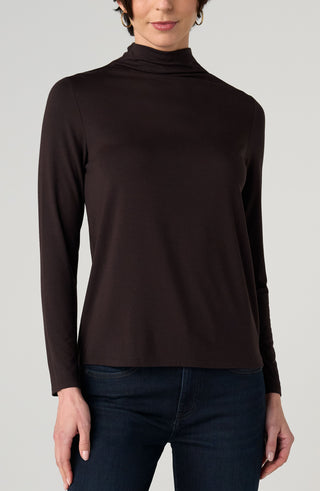 Liverpool Long Sleeve Mock Neck Knit Top in Java